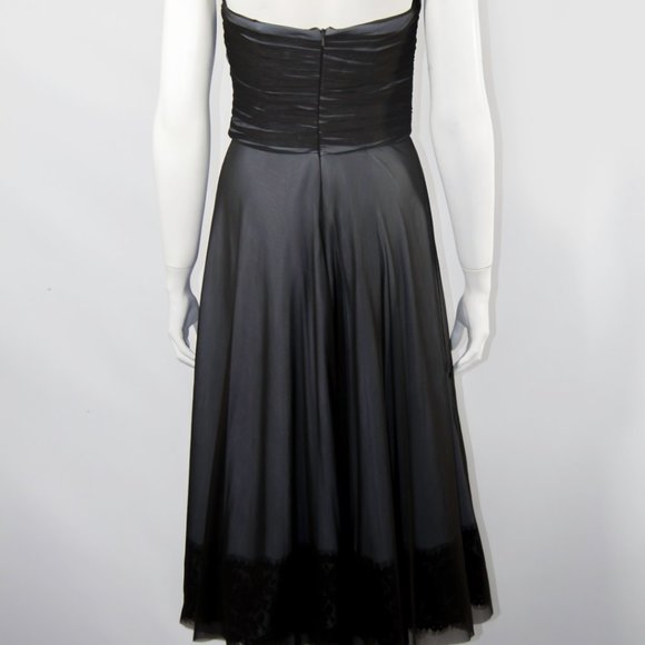 VTG 90s Strapless Black Dress Tuile Maxi Swing Party Cocktail Small - Picture 5 of 6